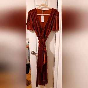 Large burnt orange wrap dress